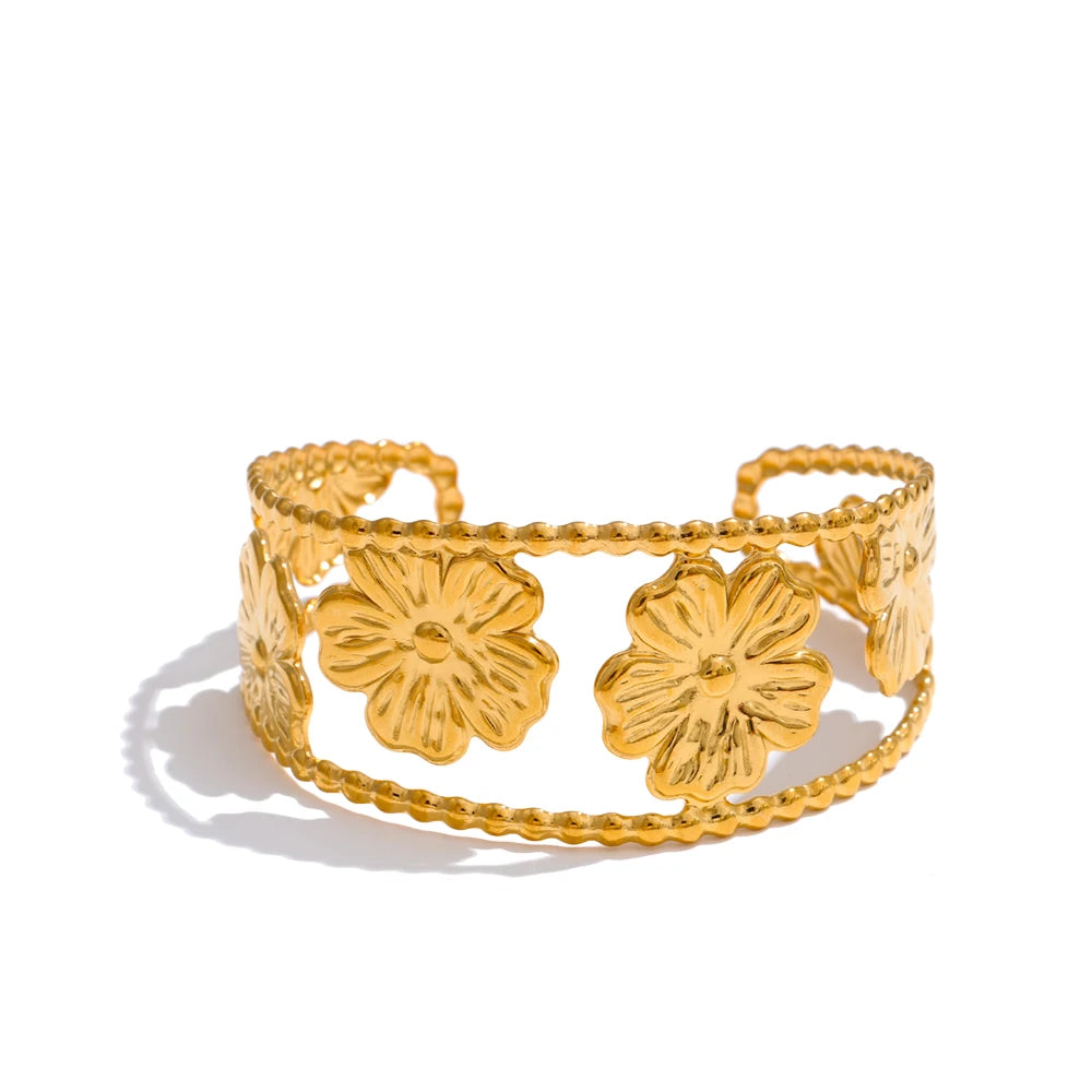 PULSERAS DORADA DE FLORES (3 MODELOS DIFERENTES)