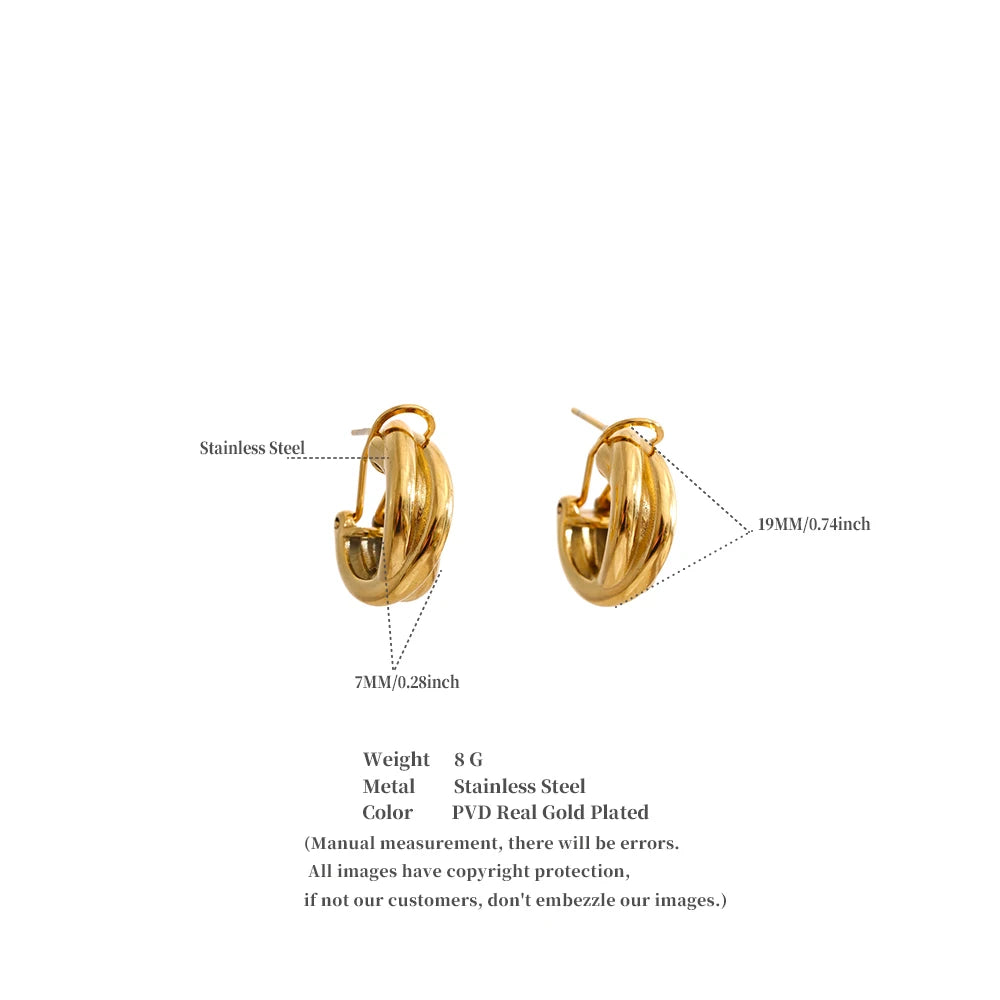 Pendientes de aro geométricos en acero inoxidable