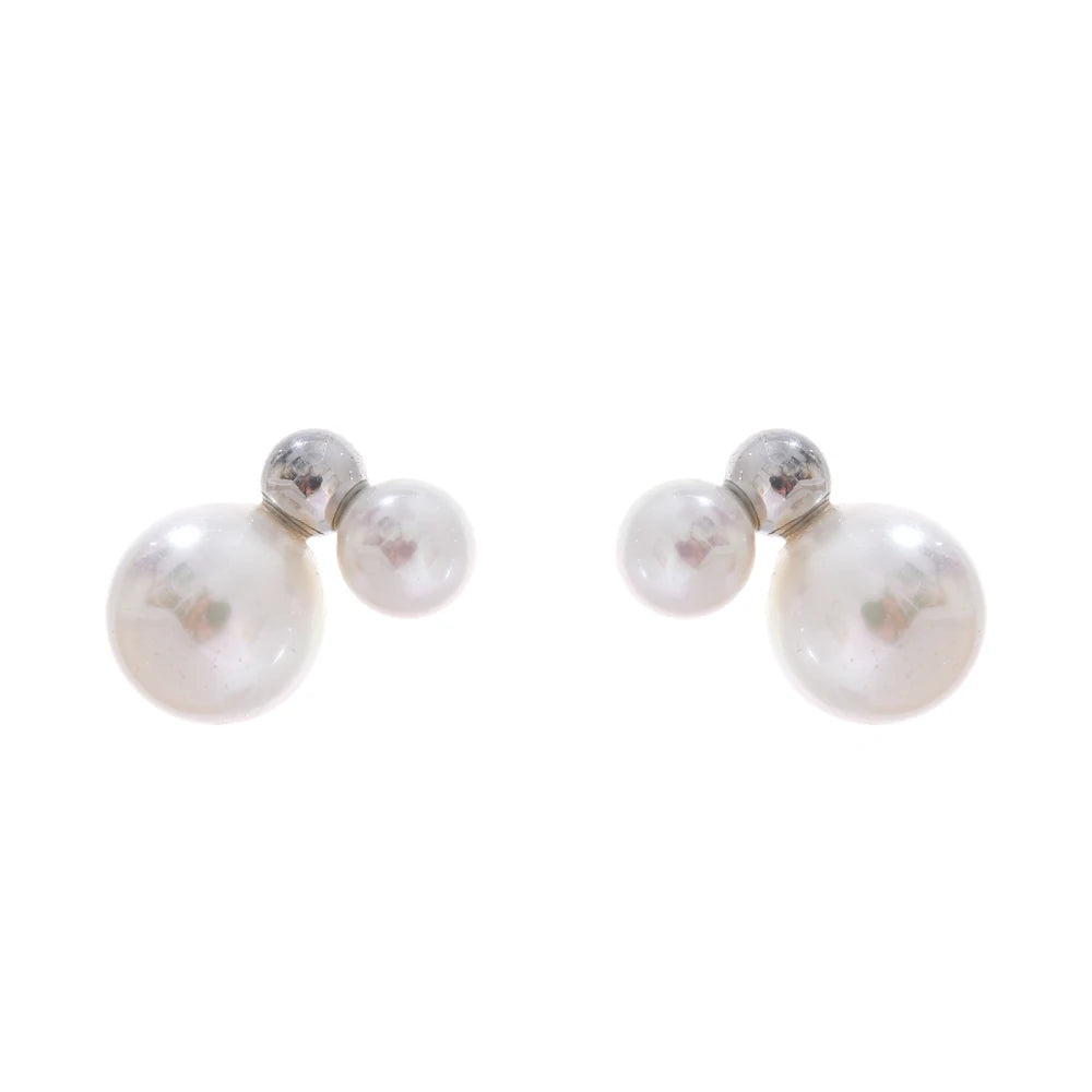 PENDIENTES DOBLE PERLA CON DETALLE DORADO