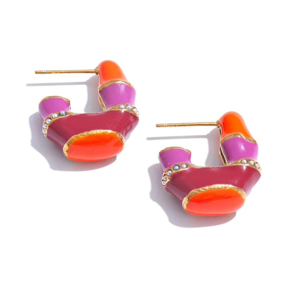 Pendientes de aro de colores estilo Y2K