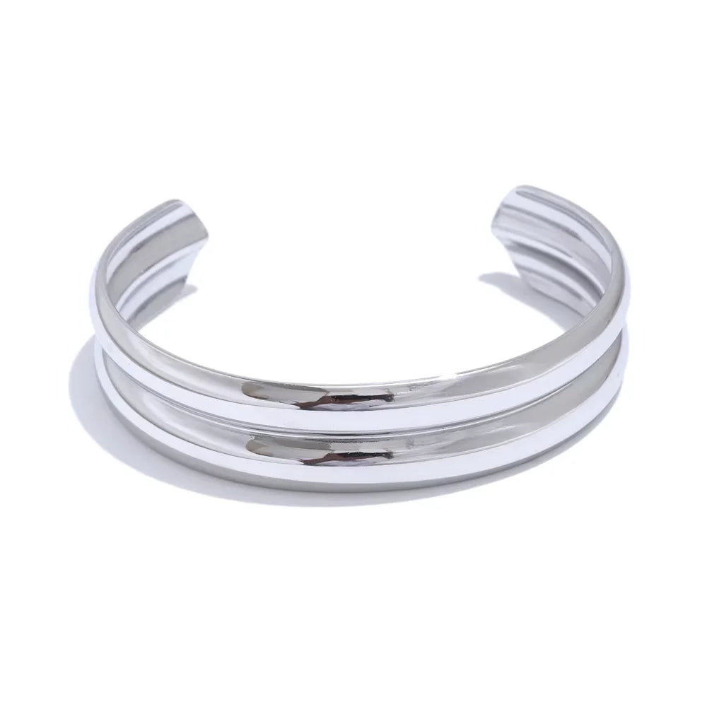 Brazalete abierto dorado de acero inoxidable