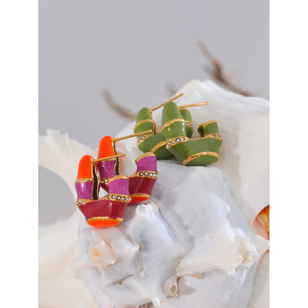 Pendientes de aro de colores estilo Y2K