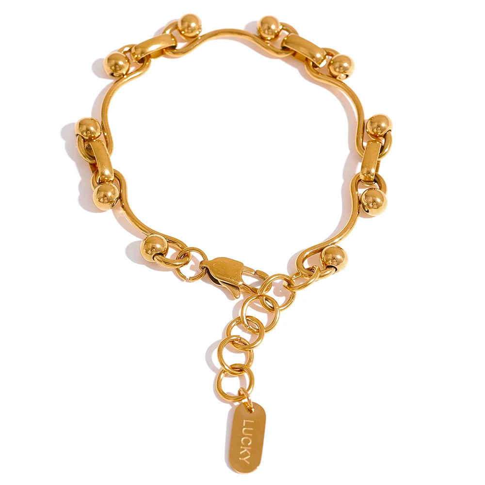 SET DE COLLAR Y PULSERA  DORADOS CON ESLABONES OVALADOS