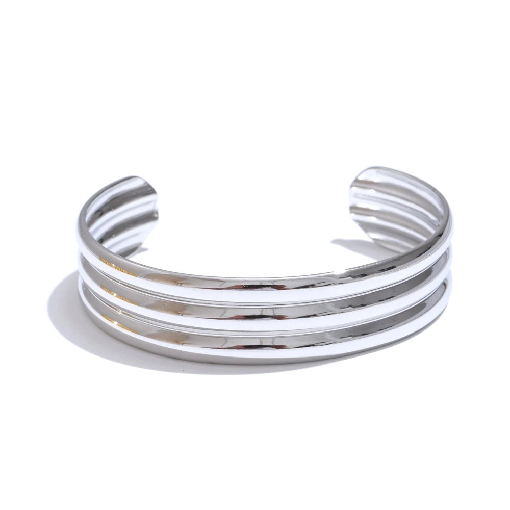 Brazalete abierto dorado de acero inoxidable
