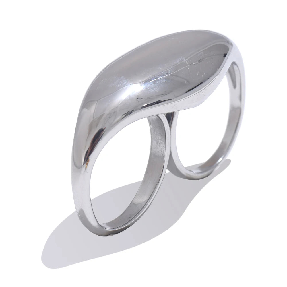 Anillo geométrico para dos dedos en acero inoxidable