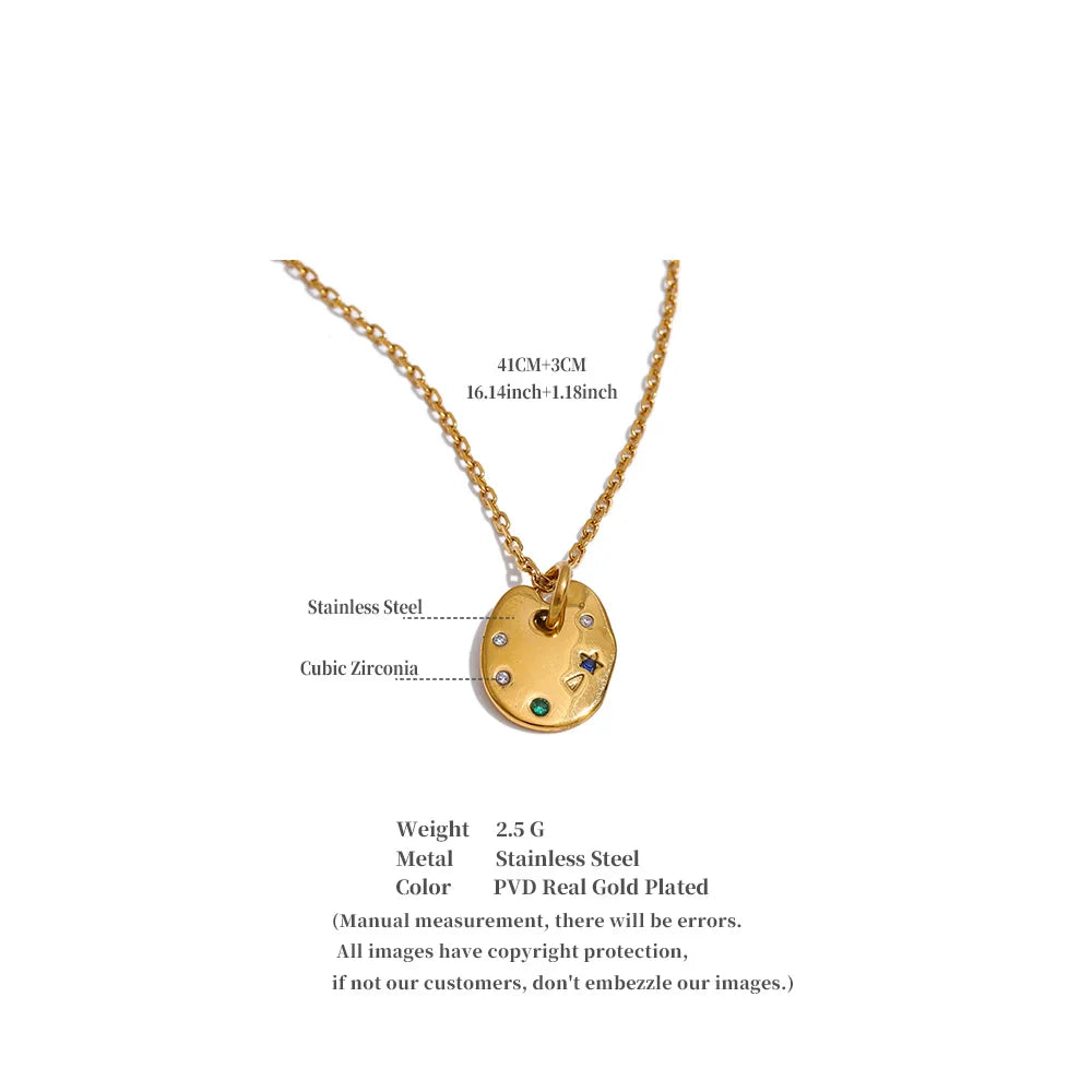 COLLAR DORADO  BAÑADO EN 18K CON DIJE DE PIEDRAS DE COLORES