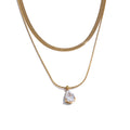 Collar de doble cadena con circonita en forma de gota