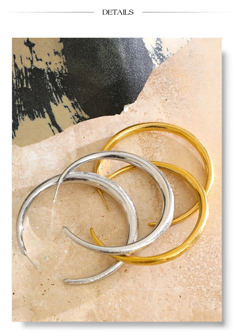 PENDIENTES DE ARO EN FORMA DE C PARA TODA OCASION , MINIMALISTA, VERSATILES, JOYERIA DISTINTIVA PARA USO DIARIO RESISTENTE AL AGUA