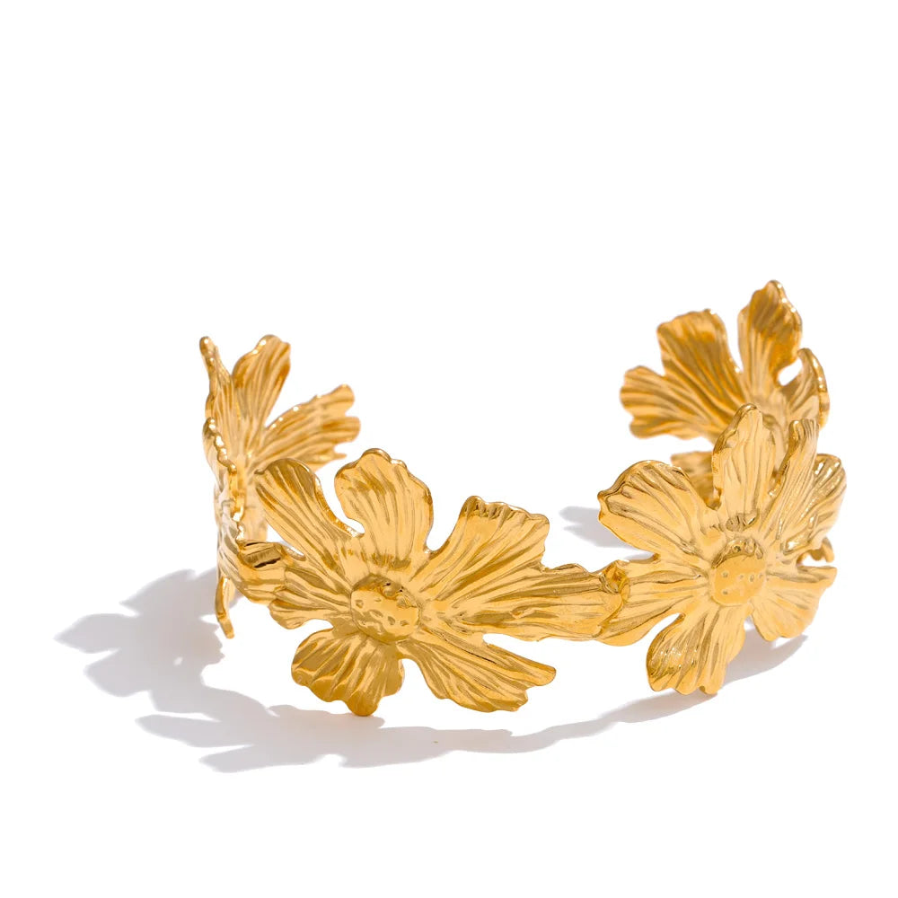 PULSERAS DORADA DE FLORES (3 MODELOS DIFERENTES)