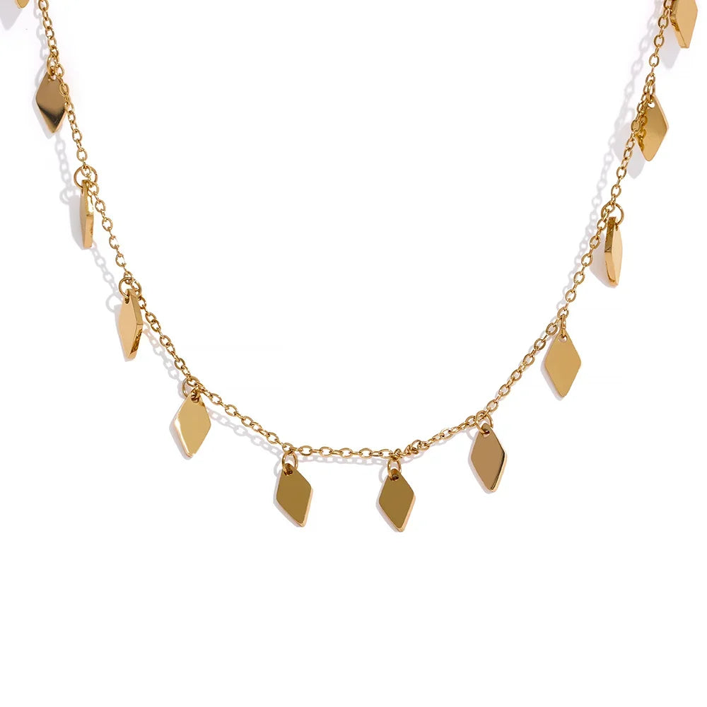 Collar de eslabones geométricos en acero inoxidable, dorado o platino