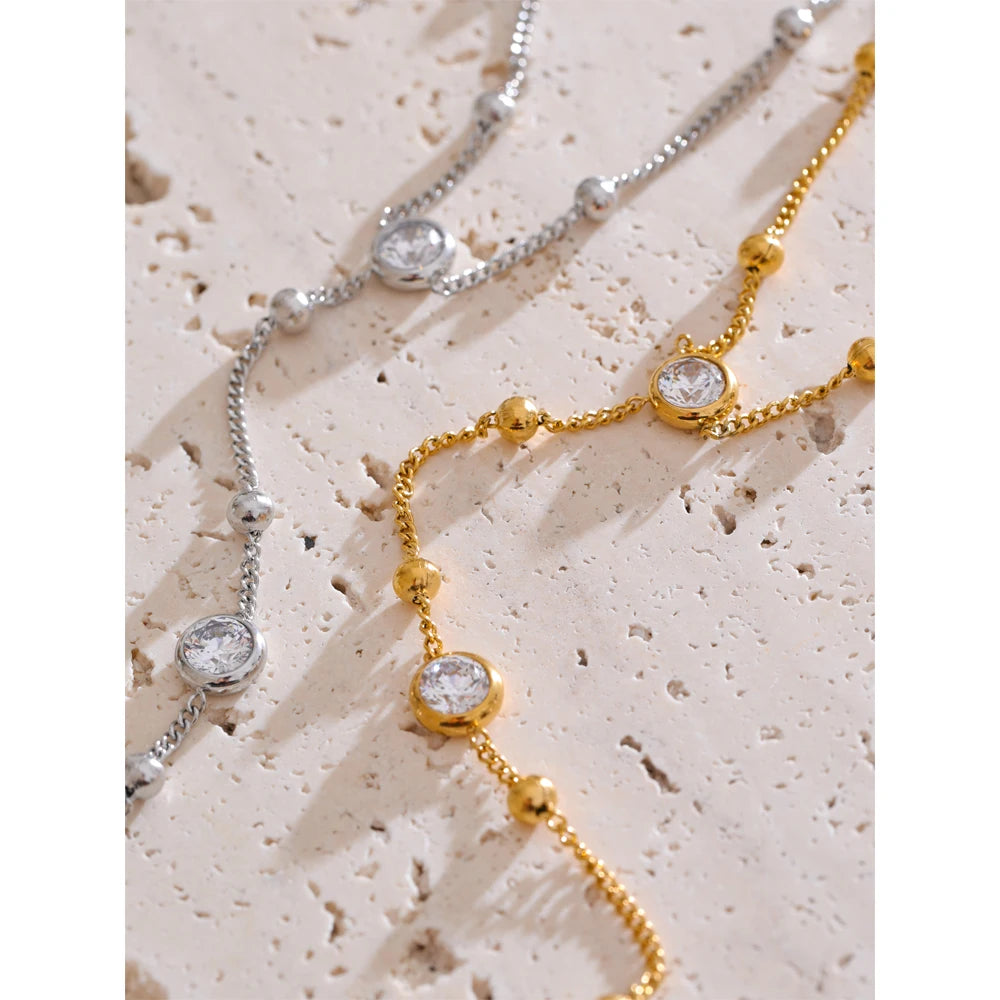 Pulsera de mano con cadena para el dedo y circonitas