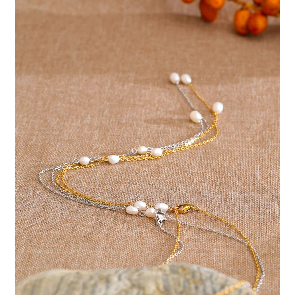 Collar largo en Y con perla de agua dulce