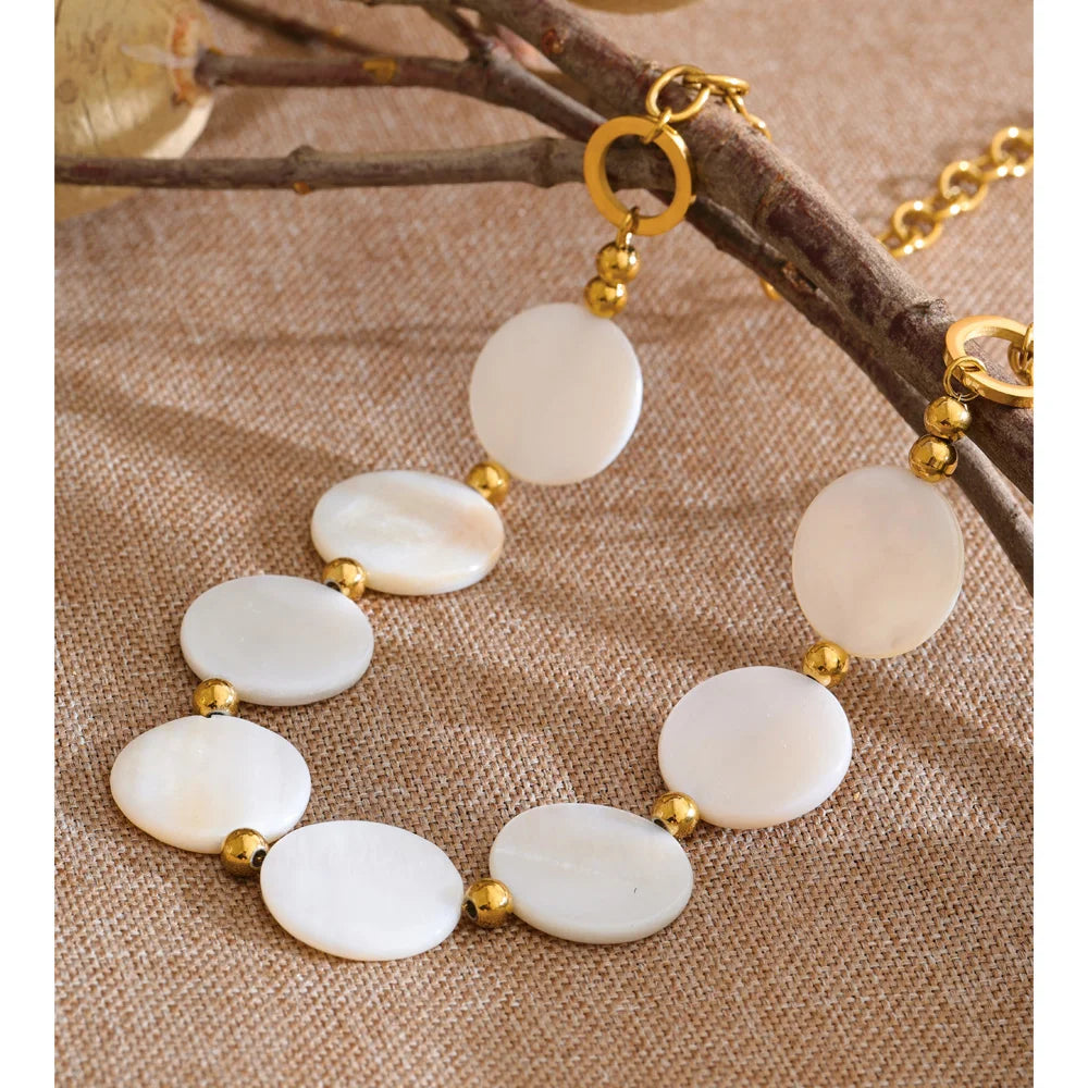 Collar de discos de concha natural · Marina