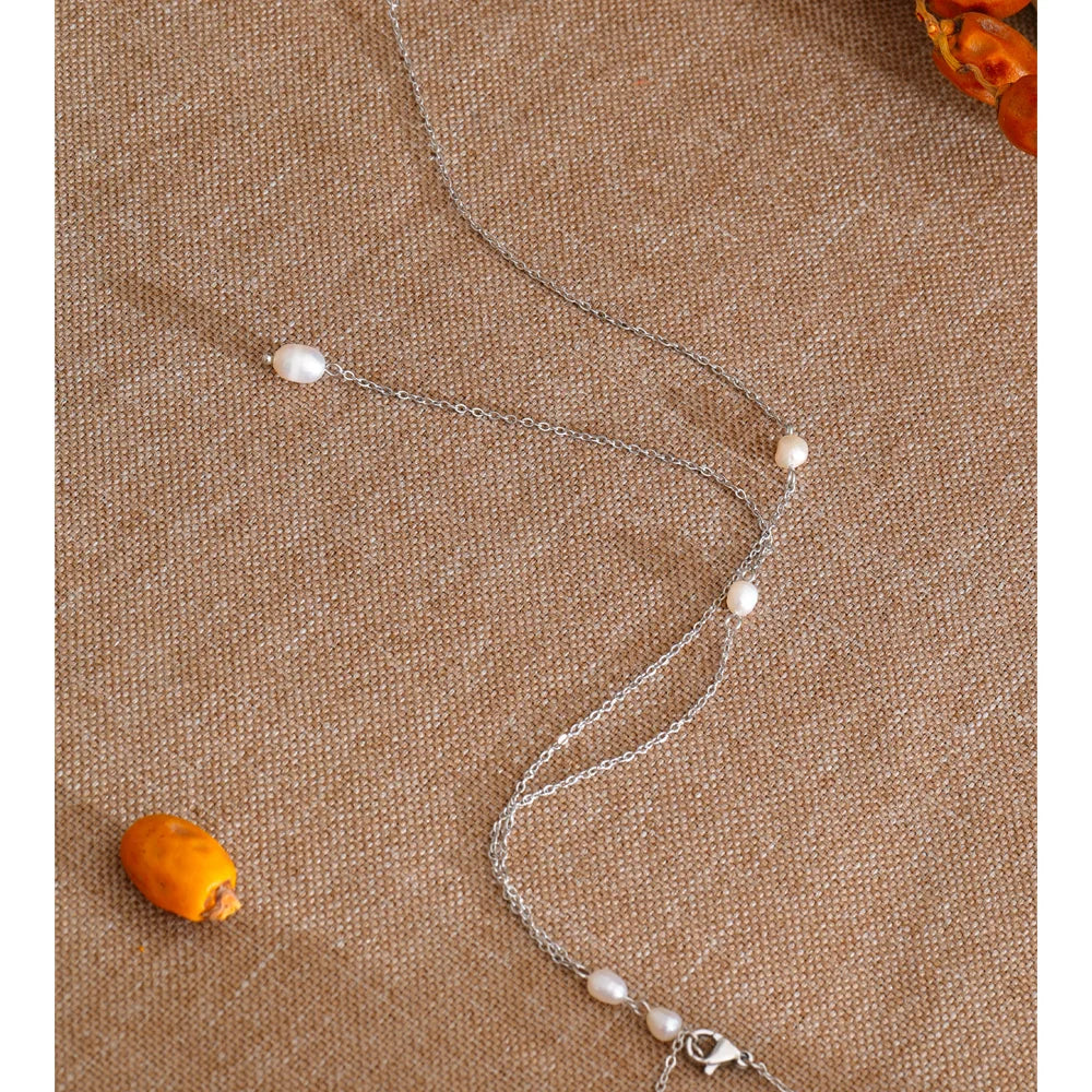 Collar largo en Y con perla de agua dulce