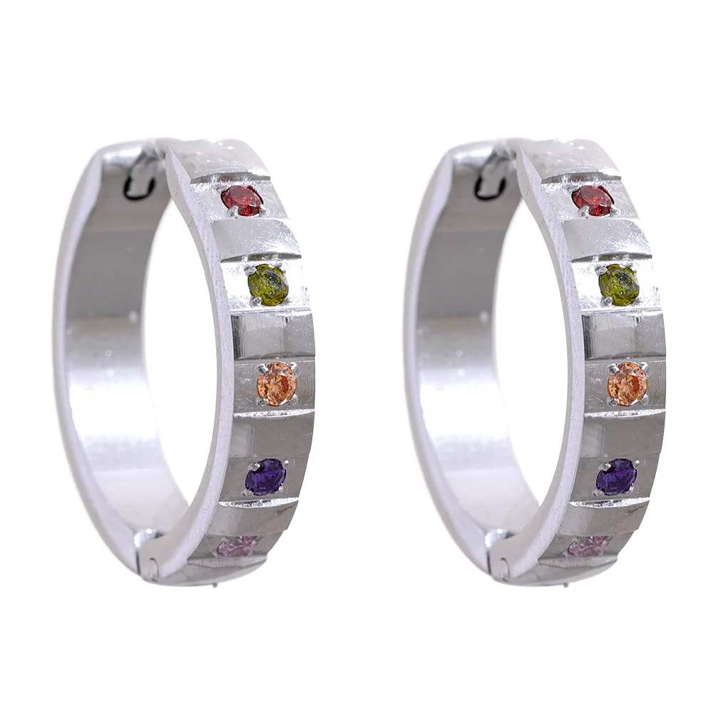 PENDIENTES DE ARO DORADO CON CIRCONITAS DE COLORES