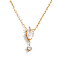 Collar con circonita en forma de gota en acero inoxidable