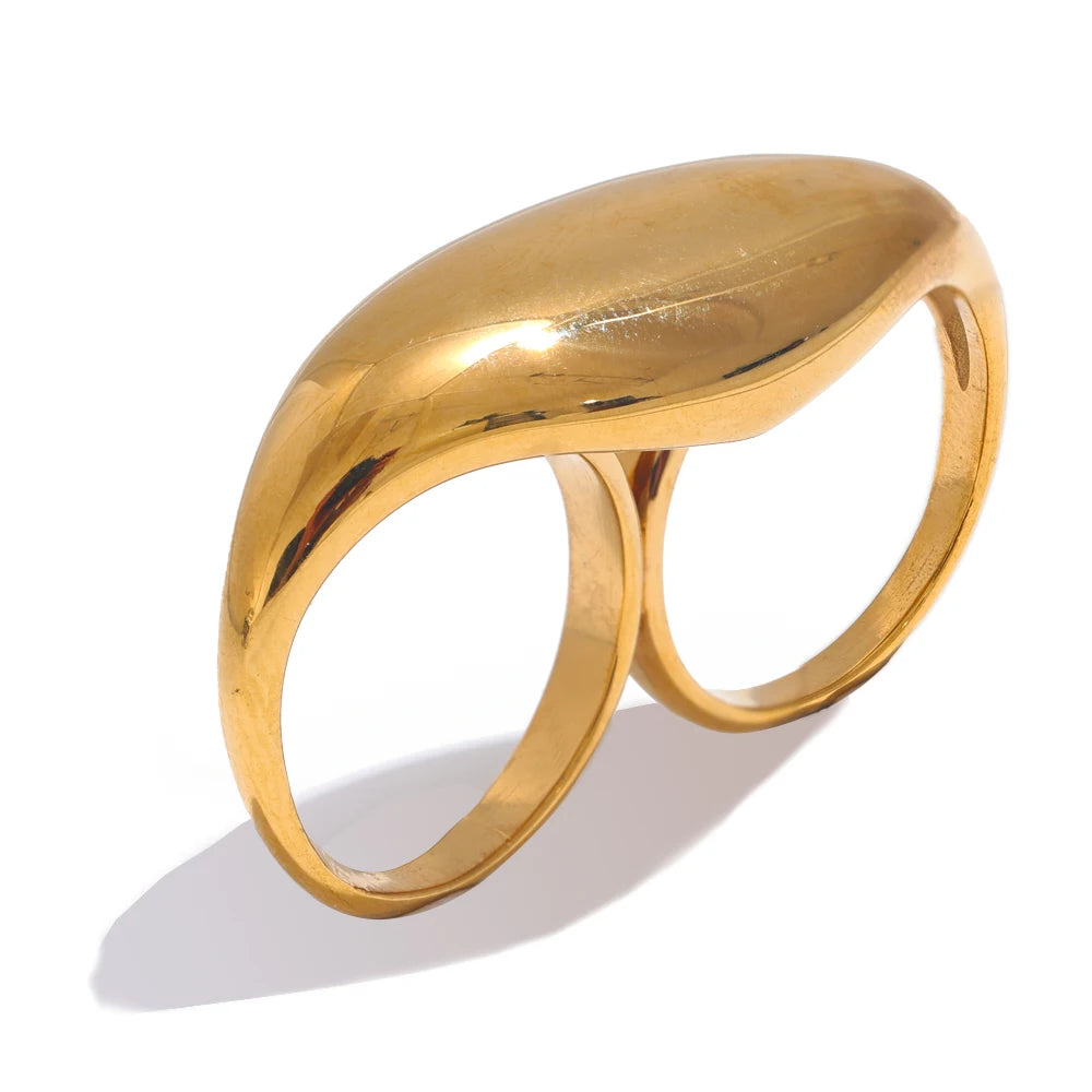 Anillo geométrico para dos dedos en acero inoxidable