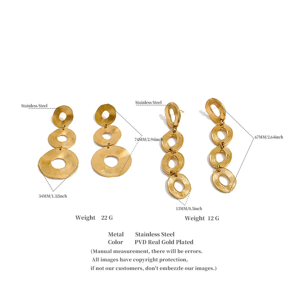 Pendientes largos dorados de círculos · Cerchi