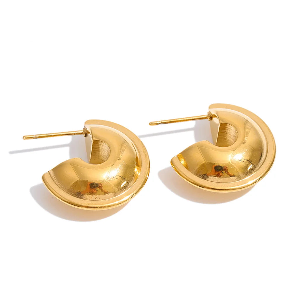 PENDIENTES ARO GRUESO LISO DORADO