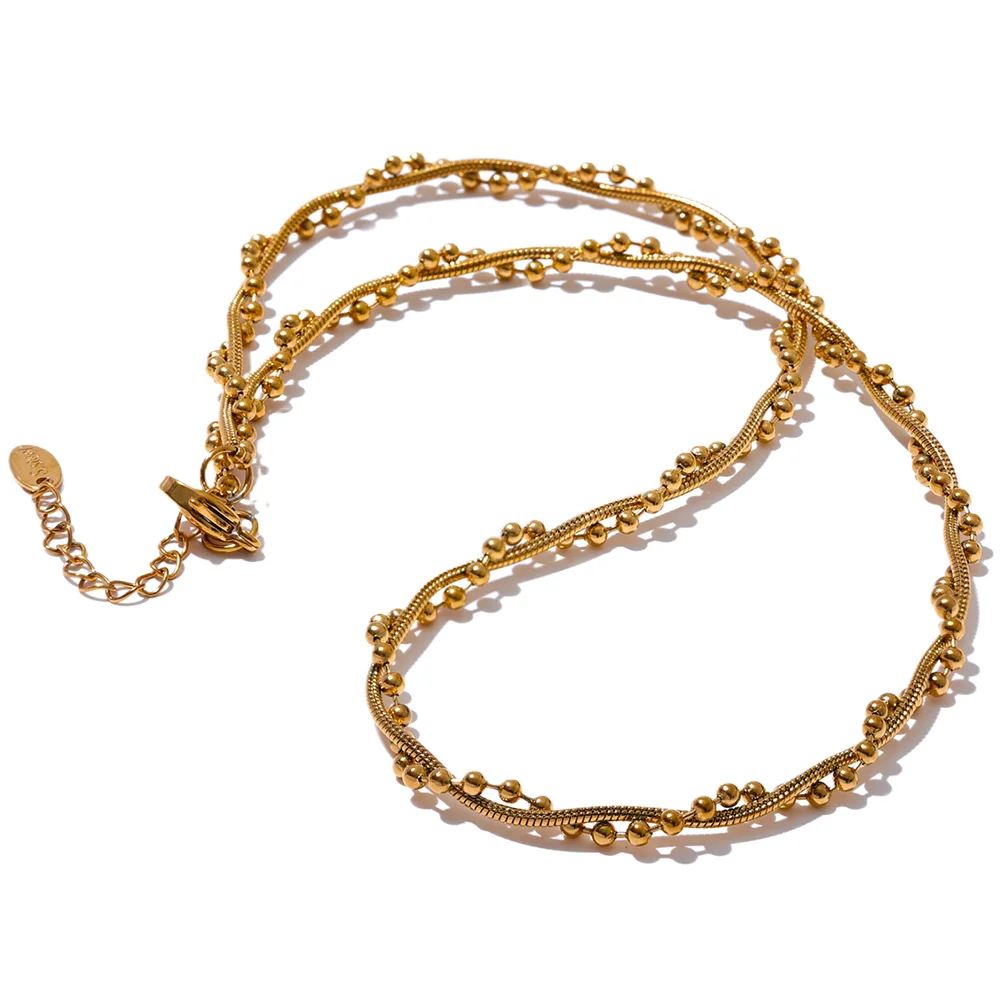 COLLAR TIPO CHOKER DORADO DOBLE CON CADENA FINA