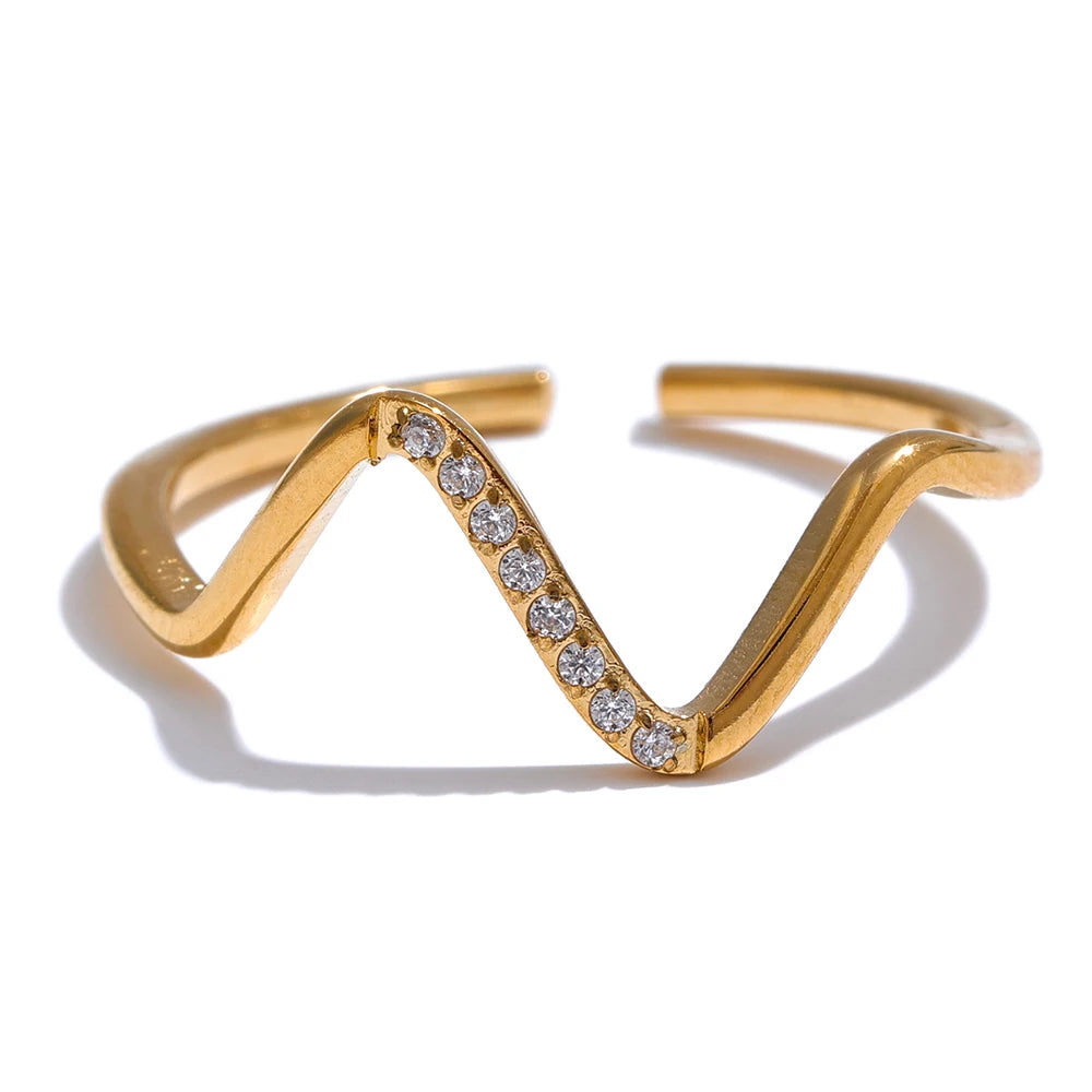ANILLO EN FORMA DE V  CON CIRCONITAS