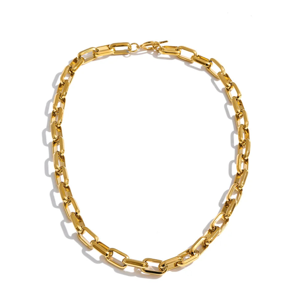 Collar de cadena de acero inoxidable con baño de oro