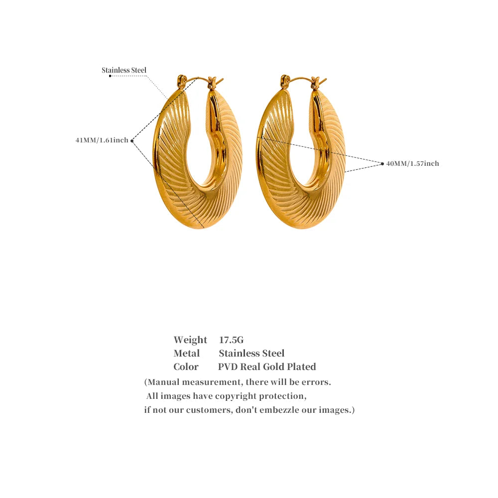 Pendientes de aro dorados texturizados de 40 mm