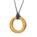 Collar largo de piel sintética con colgante redondo