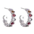 Pendientes de aro con corazón y circonitas de colores