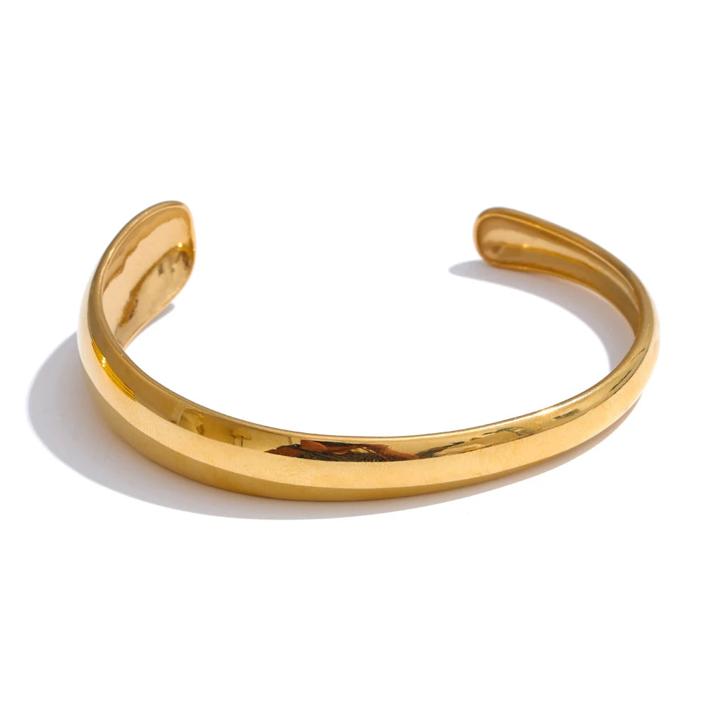 Brazalete abierto dorado de acero inoxidable