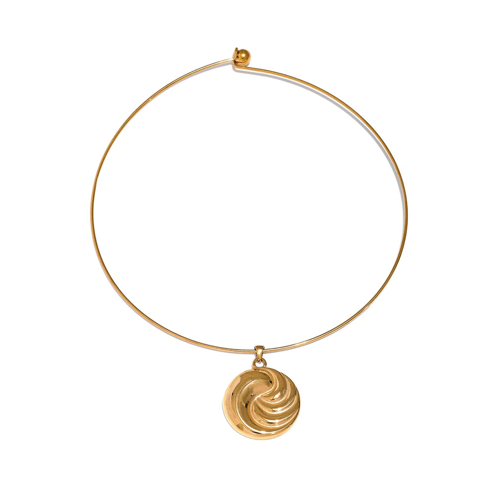 COLLAR GARGANTILLA DORADO RIGIDA CON MEDALLON EN ESPIRAL