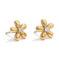 Pendientes de flor con circonitas en acero inoxidable