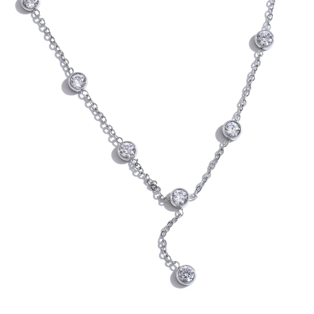 Collar de cadena con circonita en acero inoxidable