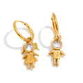 PENDIENTES NIÑO ,NIÑA DORADOS CON CIRCONITA DISEÑO ASIMETRICO Y DIVERTIDO