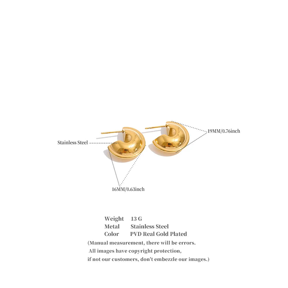 PENDIENTES ARO GRUESO LISO DORADO