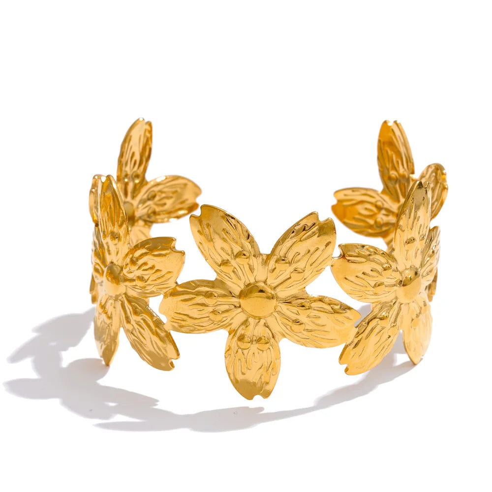 PULSERAS DORADA DE FLORES (3 MODELOS DIFERENTES)
