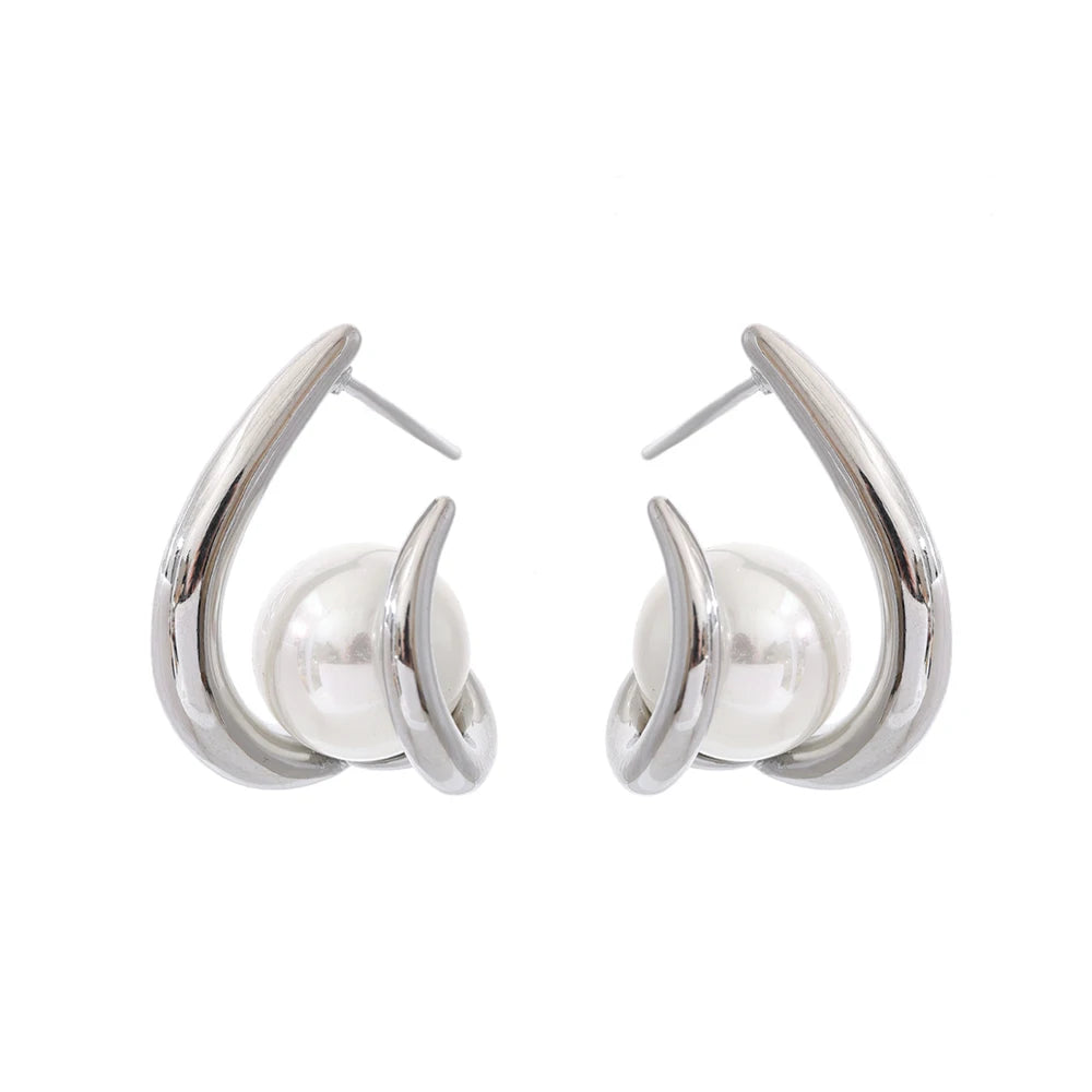 Pendientes de aro con perlas de imitación