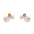 PENDIENTES DOBLE PERLA CON DETALLE DORADO