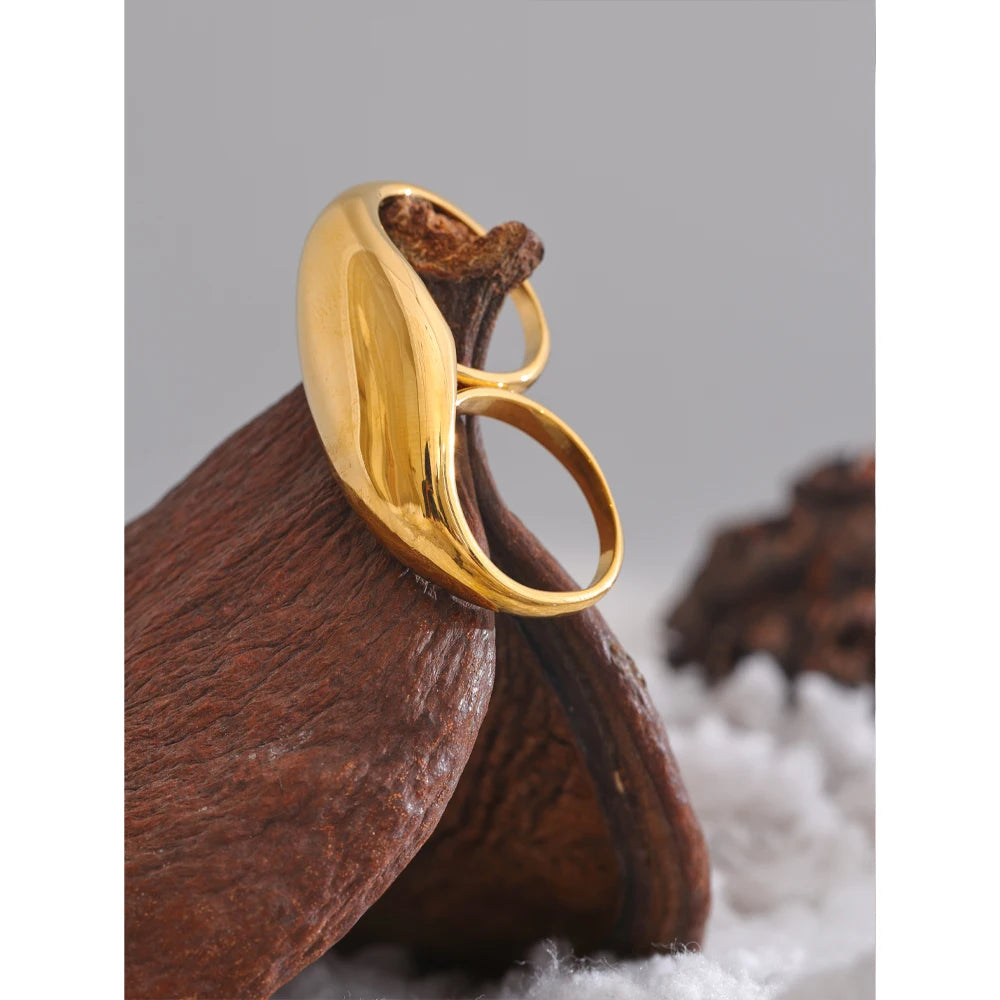 Anillo geométrico para dos dedos en acero inoxidable