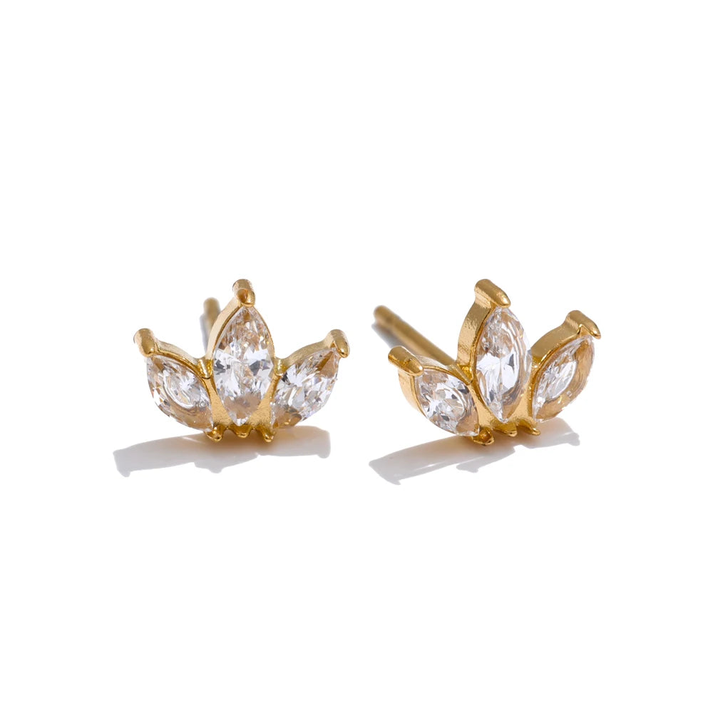 Pendientes pequeños de flor con circonitas
