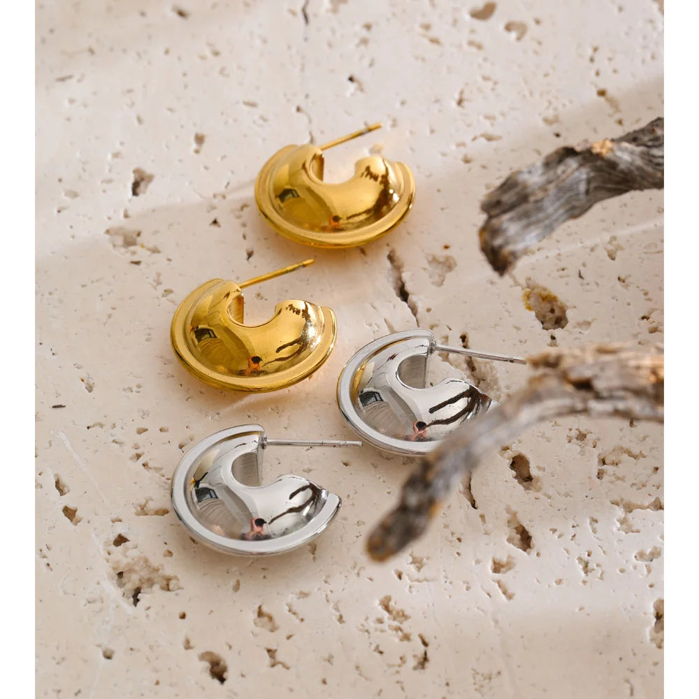 PENDIENTES ARO GRUESO LISO DORADO