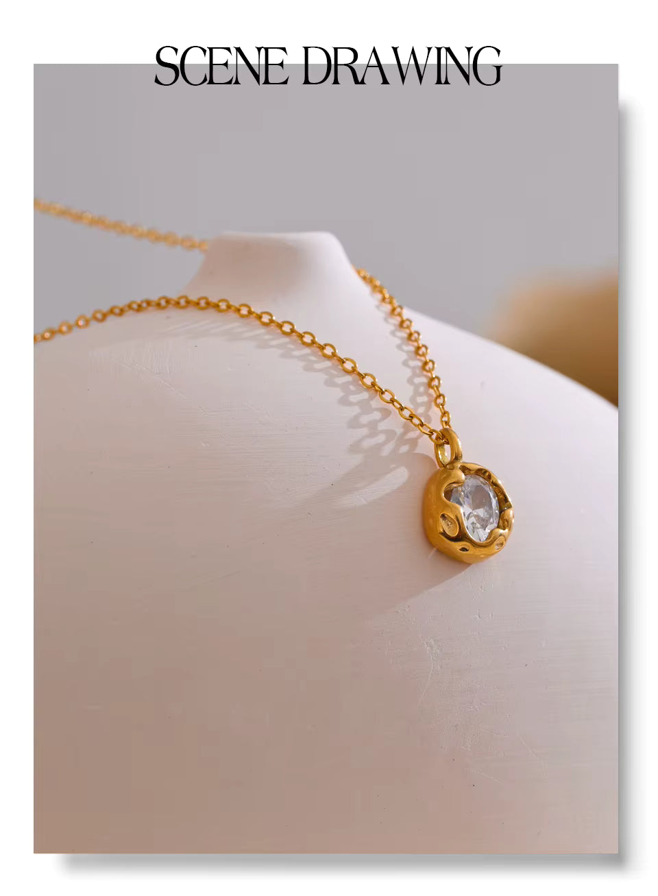 Collar solitario con circonita redonda